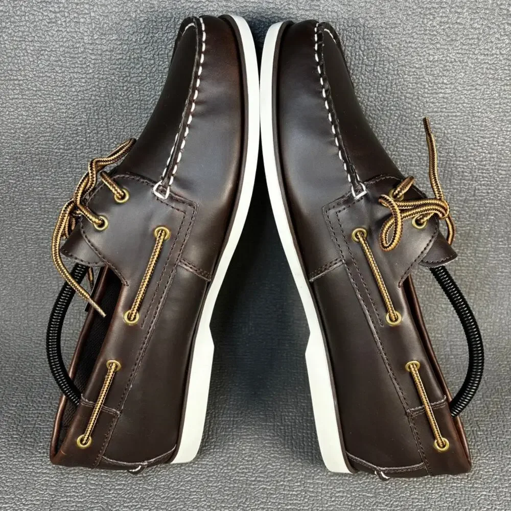 🔴 Thom McAn Bruce Men`s Size 11 Brown Casual Boat Shoes 20281